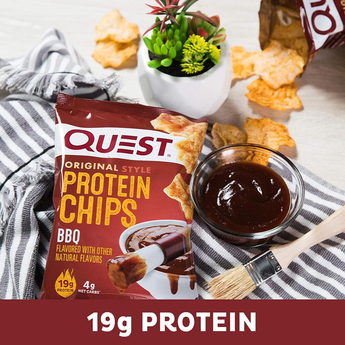 Quest Nutrition BBQ Protein Chips,19G Protein,4G Net Carb,Gluten Free,1.1 Oz,(Pack of 24)