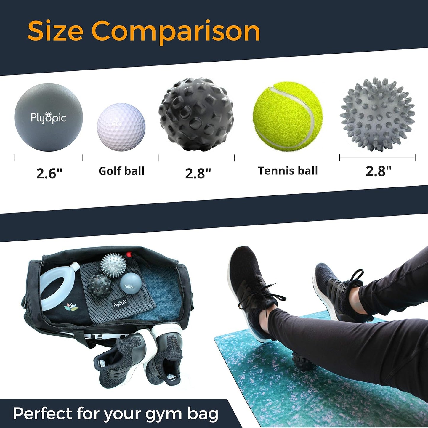 . Massage Ball Set – for Deep Tissue Muscle Massage, Myofascial Release, Trigger Points, Mobility, Plantar Fasciitis - Eliminate Muscle Tension & Tightness in Your Back Neck Foot