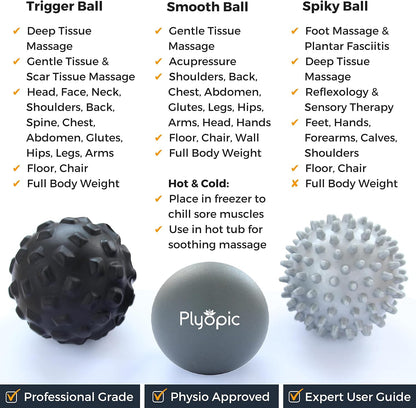 . Massage Ball Set – for Deep Tissue Muscle Massage, Myofascial Release, Trigger Points, Mobility, Plantar Fasciitis - Eliminate Muscle Tension & Tightness in Your Back Neck Foot