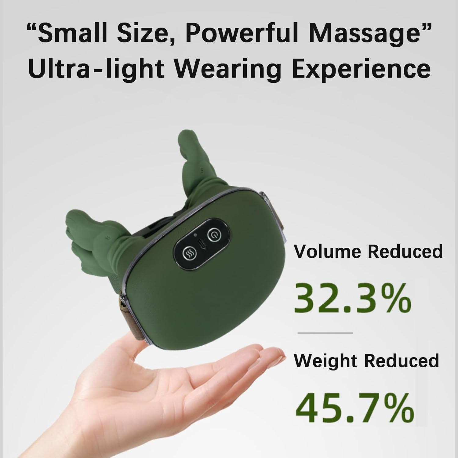 Neck and Shoulder Massager,Portable Shiatsu Back Massage Hand-Shaped Deep Tissue 4D Kneading Massager with Heat for Pain Relief and Muscle Relax,Gifts for Women Men,(Green)