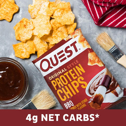 Quest Nutrition BBQ Protein Chips,19G Protein,4G Net Carb,Gluten Free,1.1 Oz,(Pack of 24)