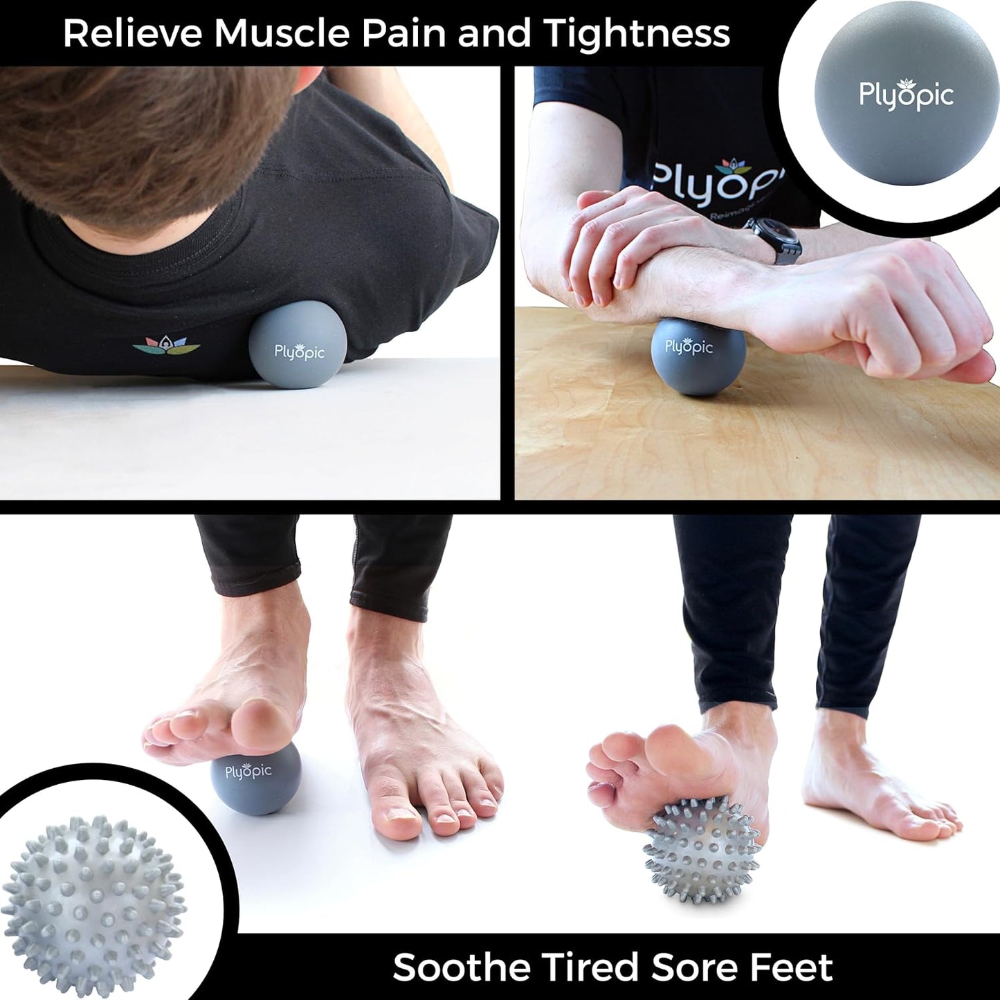 . Massage Ball Set – for Deep Tissue Muscle Massage, Myofascial Release, Trigger Points, Mobility, Plantar Fasciitis - Eliminate Muscle Tension & Tightness in Your Back Neck Foot