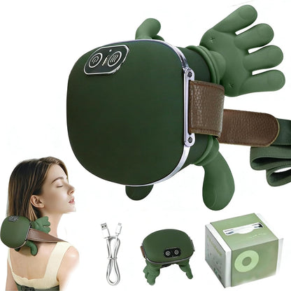 Neck and Shoulder Massager,Portable Shiatsu Back Massage Hand-Shaped Deep Tissue 4D Kneading Massager with Heat for Pain Relief and Muscle Relax,Gifts for Women Men,(Green)