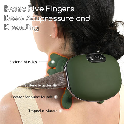 Neck and Shoulder Massager,Portable Shiatsu Back Massage Hand-Shaped Deep Tissue 4D Kneading Massager with Heat for Pain Relief and Muscle Relax,Gifts for Women Men,(Green)