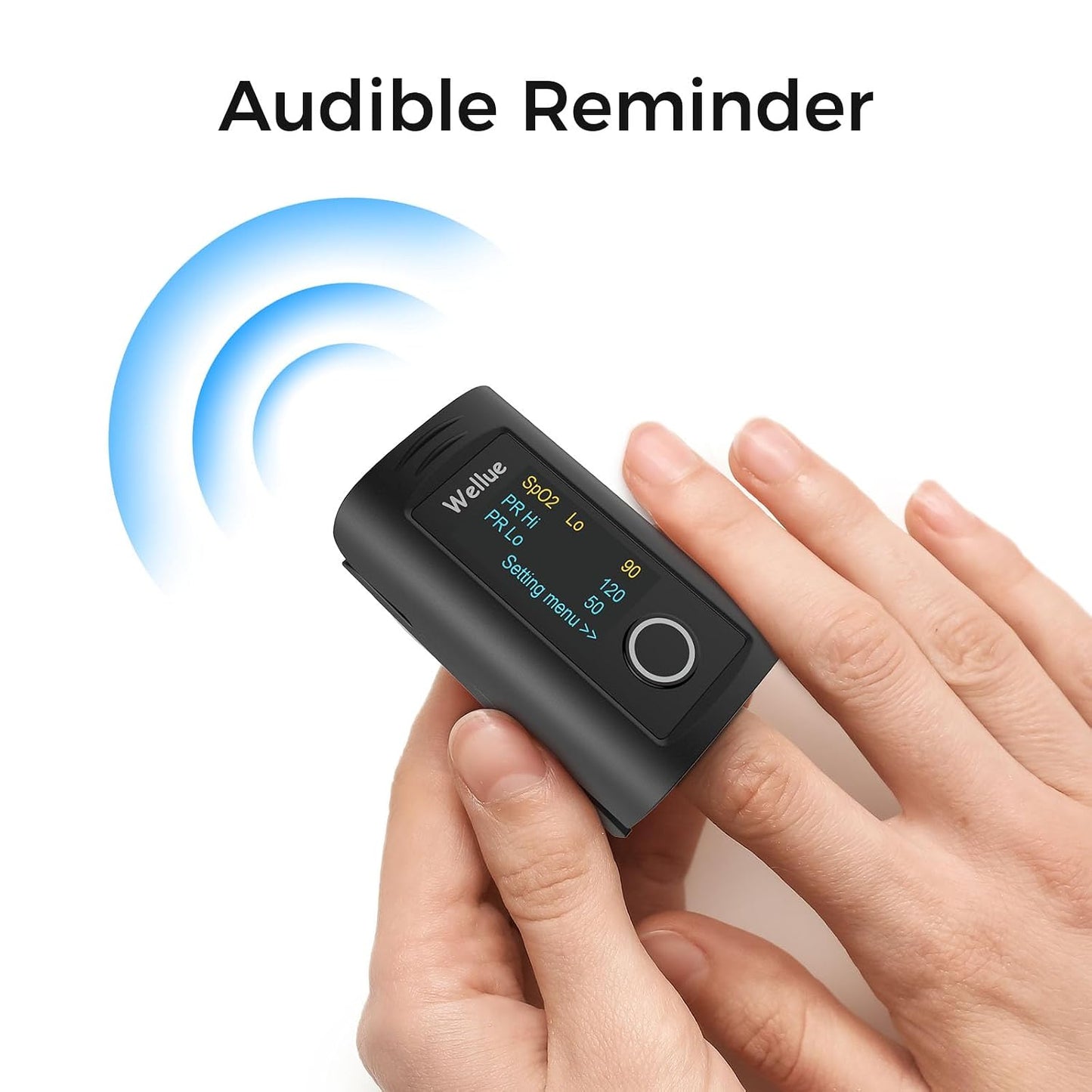 Fingertip Pulse Oximeter, Blood Oxygen Saturation Monitor with Batteries, Carry Bag & Lanyard for Wellness Use