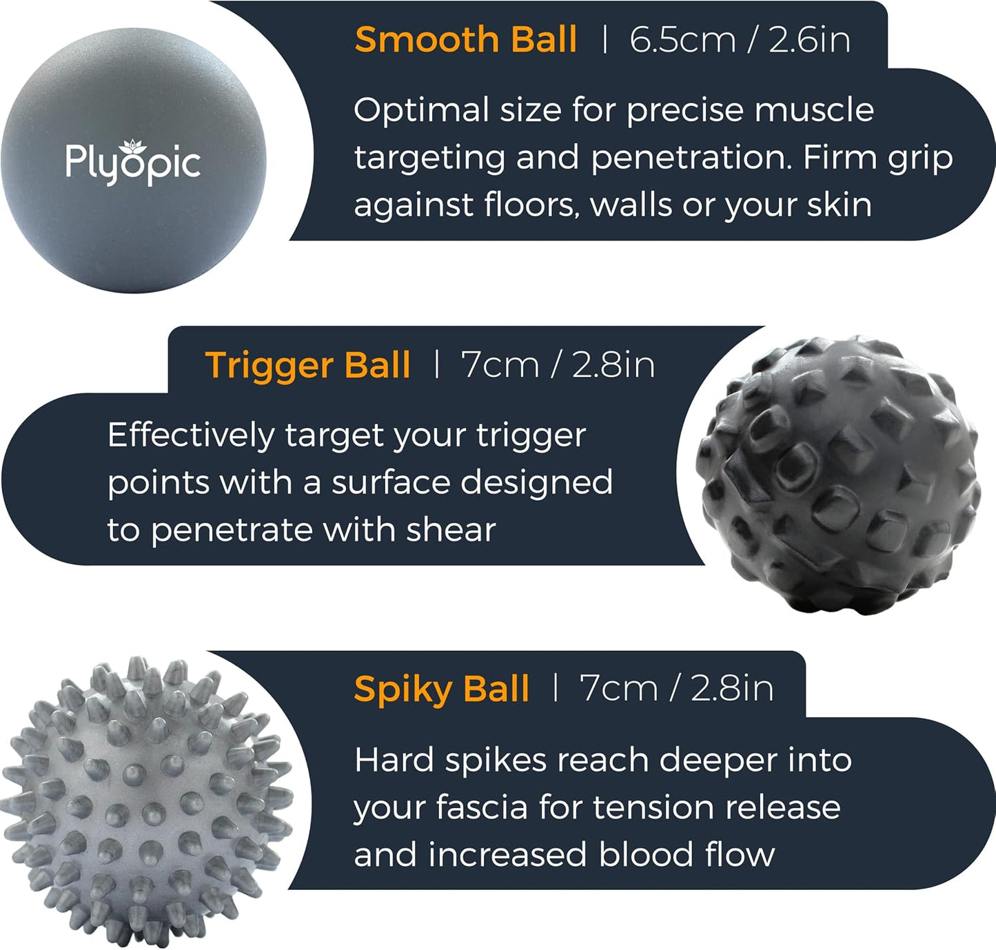 . Massage Ball Set – for Deep Tissue Muscle Massage, Myofascial Release, Trigger Points, Mobility, Plantar Fasciitis - Eliminate Muscle Tension & Tightness in Your Back Neck Foot