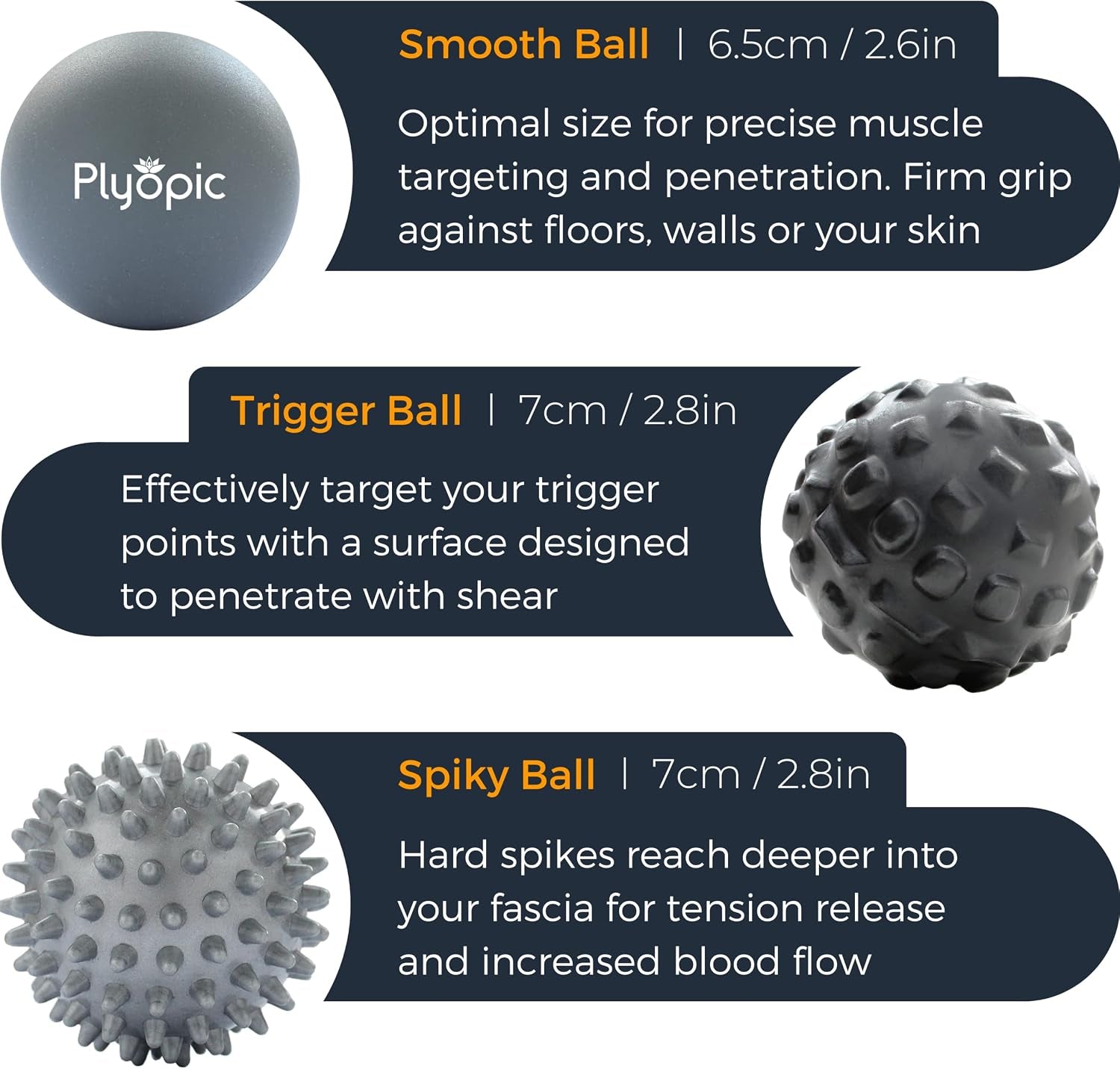 . Massage Ball Set – for Deep Tissue Muscle Massage, Myofascial Release, Trigger Points, Mobility, Plantar Fasciitis - Eliminate Muscle Tension & Tightness in Your Back Neck Foot