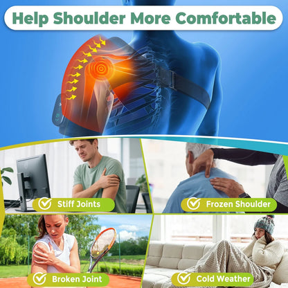 Cordless Shoulder Massager, Heated Shoulder Wrap with Vibration, Electric Shoulder Heating Pads Heated Shoulder Braces with 3 Heating Setting, Left Right Shoulder Massage for Men Women