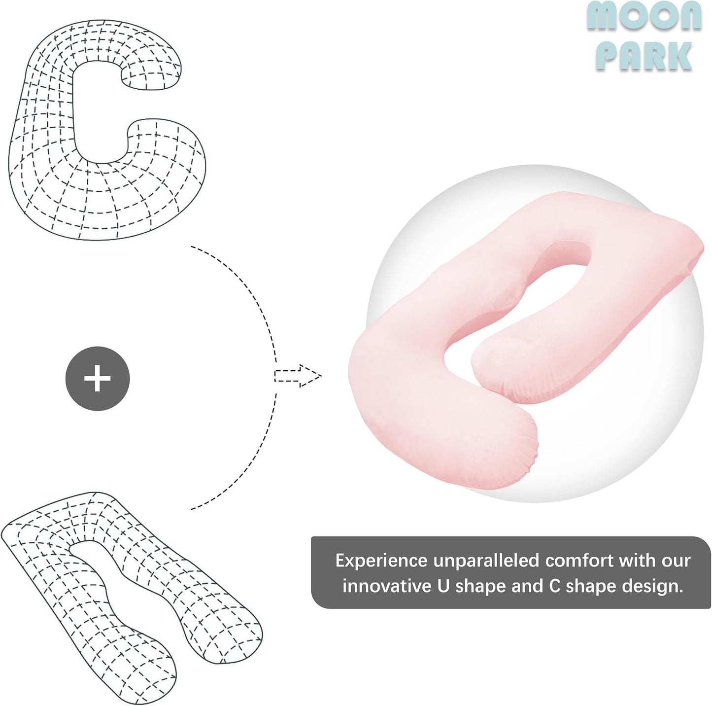 Pregnancy Pillows for Sleeping - U Shaped Full Body Maternity Pillow with Removable Cover - Support for Back, Legs, Belly, HIPS - 65 Inch - Pink