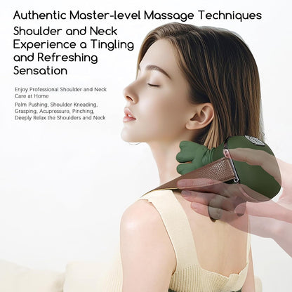 Neck and Shoulder Massager,Portable Shiatsu Back Massage Hand-Shaped Deep Tissue 4D Kneading Massager with Heat for Pain Relief and Muscle Relax,Gifts for Women Men,(Green)